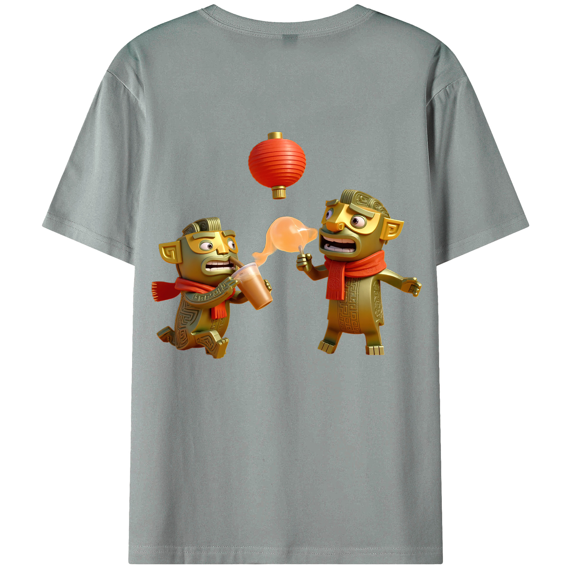 （画像用） Ne Zha 2 ナタ 魔童の大暴れ 綿100％ メンズ半袖Tシャツ（バックプリント） 通気性